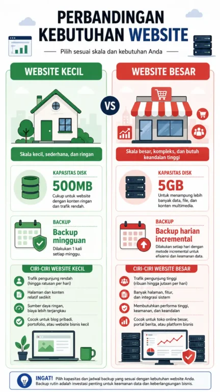 infografis strategi backup WordPress situs kecil vs situs besar WooCommerce infografis strategi backup WordPress situs kecil vs situs besar WooCommerce