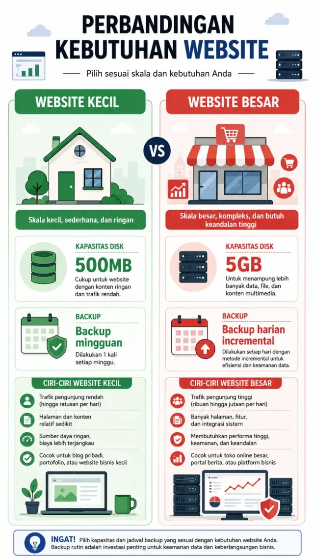 infografis strategi backup WordPress situs kecil vs situs besar WooCommerce infografis strategi backup WordPress situs kecil vs situs besar WooCommerce
