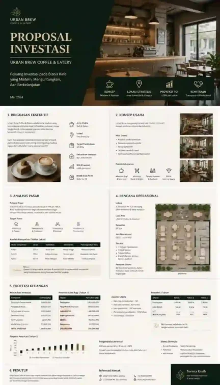 contoh proposal investasi usaha cafe lengkap dengan struktur profesional dan proyeksi keuangan realistis