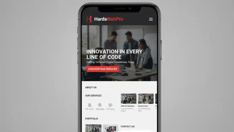 tampilan landing page website company profile yang responsif dan cepat diakses melalui perangkat smartphone