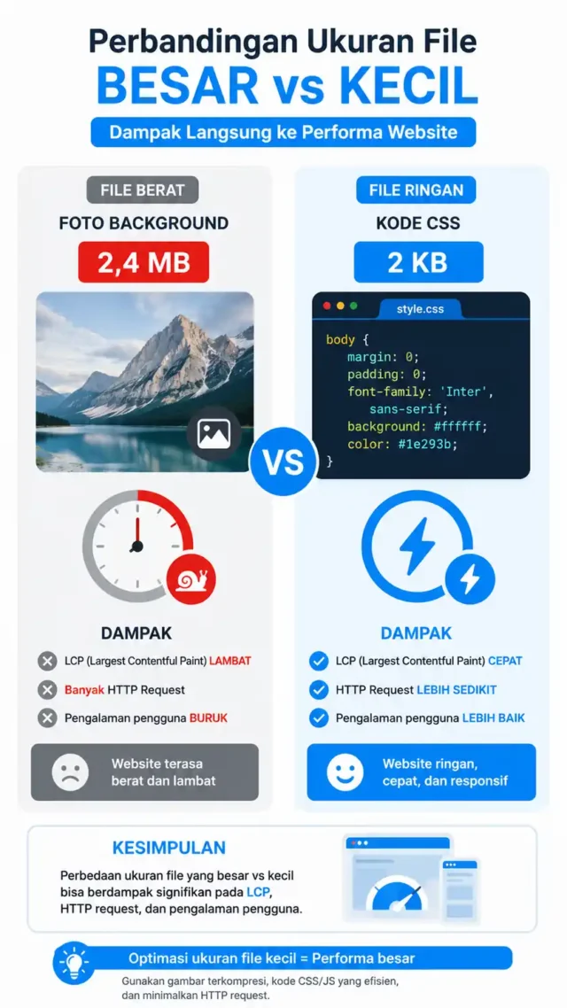 perbandingan background gambar vs CSS gradient untuk kecepatan website company profile