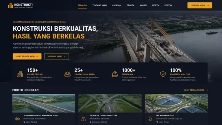 diagram layout modern konstruksi website company profile kontraktor dengan grid proyek dan hero section industri diagram layout modern konstruksi website company profile kontraktor dengan grid proyek dan hero section industri