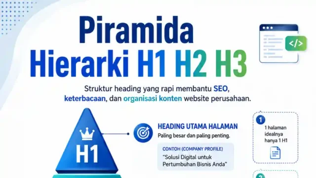 struktur heading H1-H6 dan content hierarchy layout website SEO friendly panduan HTML