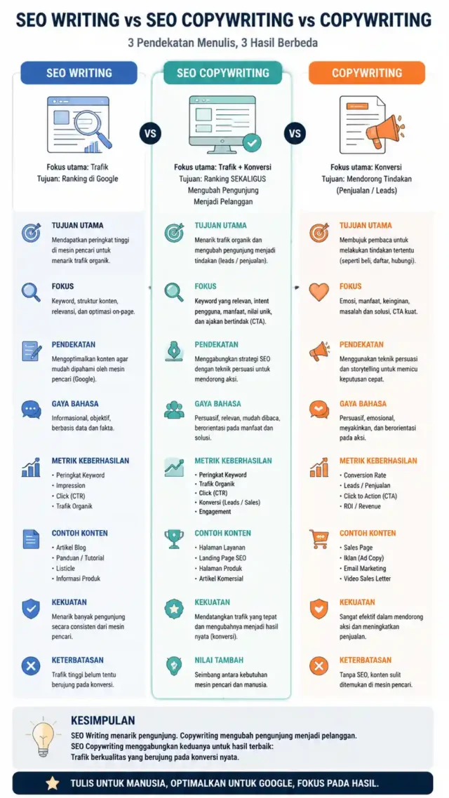 perbedaan SEO writer vs copywriter dan peran SEO copywriter dalam strategi konten perbedaan SEO writer vs copywriter dan peran SEO copywriter dalam strategi konten