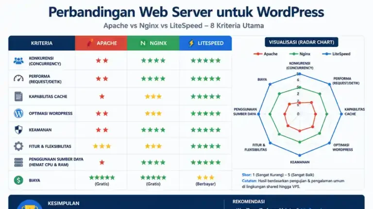 perbandingan kelebihan kekurangan apache nginx litespeed rating performa web server