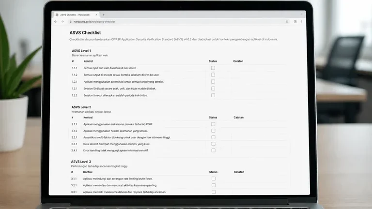 checklist ASVS level verifikasi untuk definisi cara owasp + asvs + dependency-check