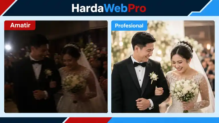perbandingan hasil foto amatir dan jasa fotografer wedding Tangerang profesional