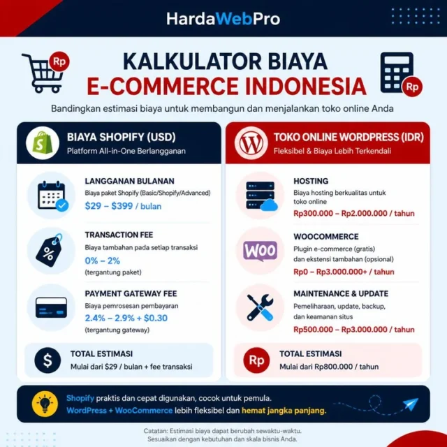 ilustrasi biaya shopify versus biaya toko online wordpress woocommerce ilustrasi biaya shopify versus biaya toko online wordpress woocommerce