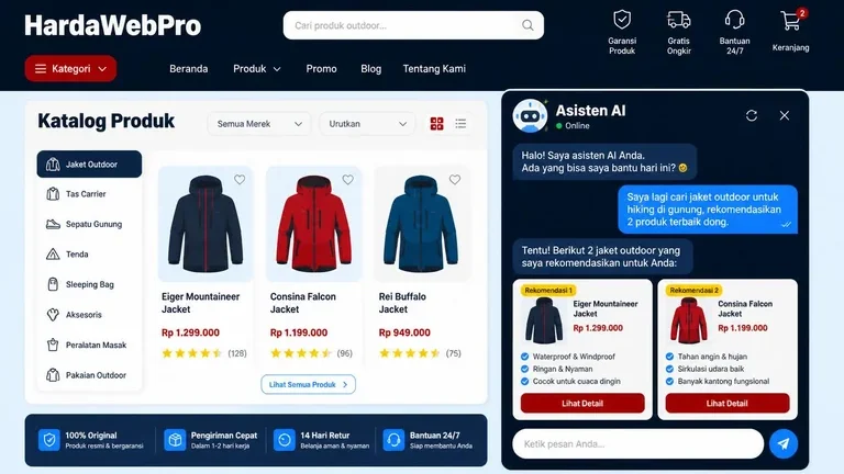 ilustrasi brand agent AI merekomendasikan produk di toko online Indonesia