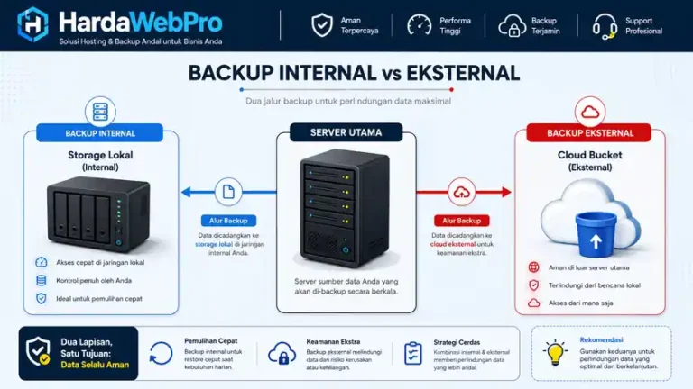 perbedaan backup database internal dan eksternal untuk server VPS