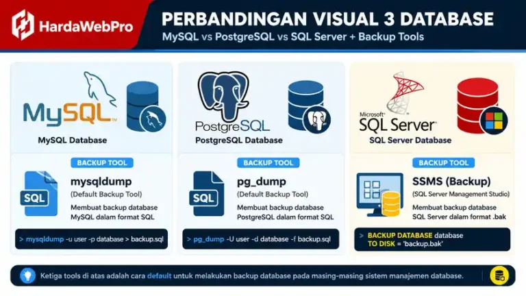 metode backup MySQL PostgreSQL dan SQL Server untuk tim developer