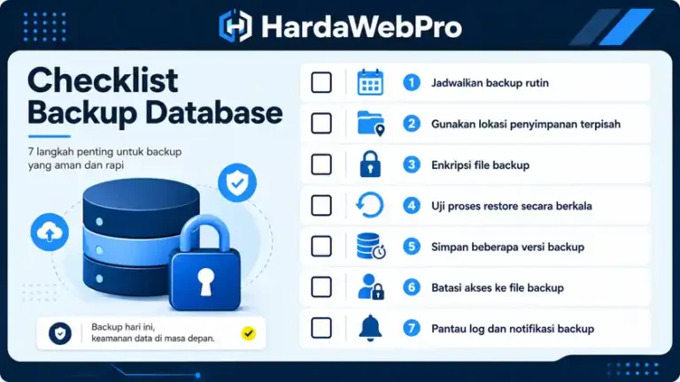 checklist backup dan maintain database aman untuk tim IT UMKM