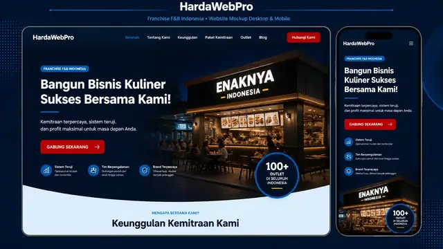contoh tampilan hero section website franchise F&B Indonesia dengan CTA ajakan mitra contoh tampilan hero section website franchise F&B Indonesia dengan CTA ajakan mitra