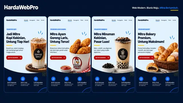 empat contoh hero section website franchise F&B kopi ayam minuman dan bakery Indonesia empat contoh hero section website franchise F&B kopi ayam minuman dan bakery Indonesia