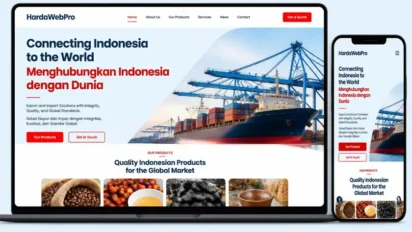 Contoh Web Compro Perusahaan Export Import Modern