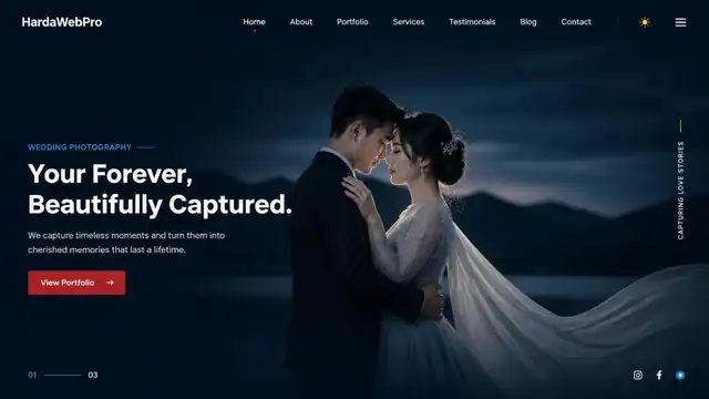 contoh hero section web fotografer clean minimalis dark mode wedding Indonesia contoh hero section web fotografer clean minimalis dark mode wedding Indonesia