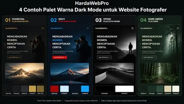 contoh palet warna typography web fotografer dark mode minimalis premium contoh palet warna typography web fotografer dark mode minimalis premium