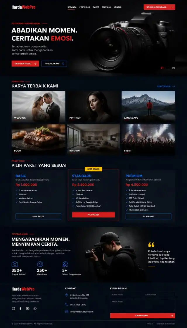 contoh full page web fotografer clean minimalis dark mode dari header sampai footer contoh full page web fotografer clean minimalis dark mode dari header sampai footer