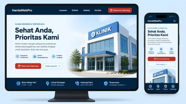 mockup contoh website company profile klinik modern dengan tombol reservasi online mockup contoh website company profile klinik modern dengan tombol reservasi online