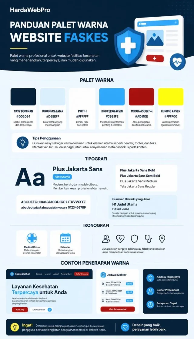 infografis panduan palet warna dan tipografi desain website klinik profesional infografis panduan palet warna dan tipografi desain website klinik profesional
