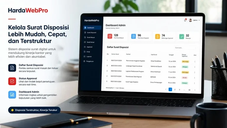 dashboard jasa pembuatan aplikasi berbasis website menampilkan panel surat disposisi dashboard jasa pembuatan aplikasi berbasis website menampilkan panel surat disposisi