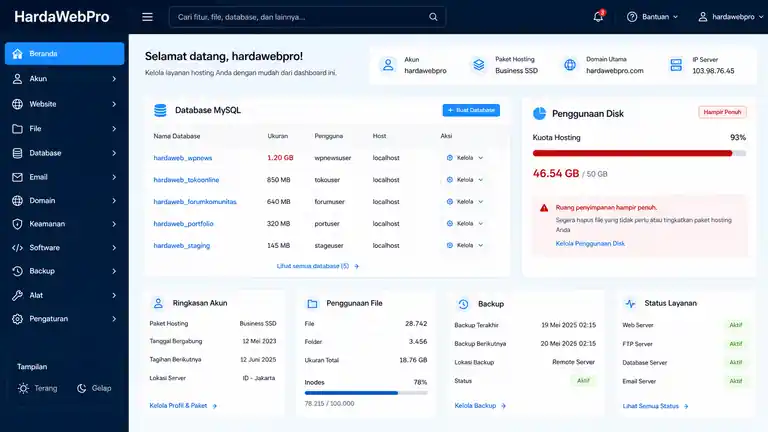 cara merawat database berukuran besar cek ukuran MySQL di panel hosting