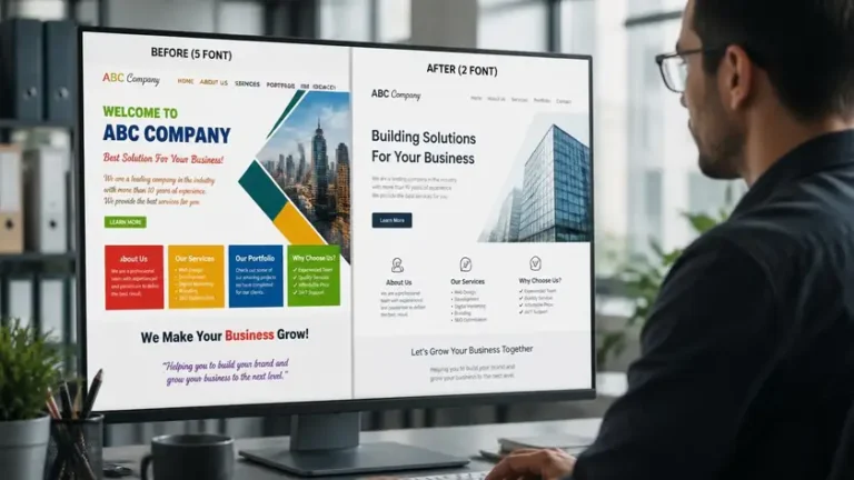 perbandingan tipografi minimalis vs ramai pada desain website company profile modern perbandingan tipografi minimalis vs ramai pada desain website company profile modern
