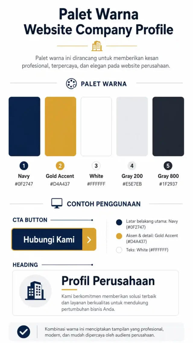 contoh color palette profesional untuk desain website company profile modern minimalis