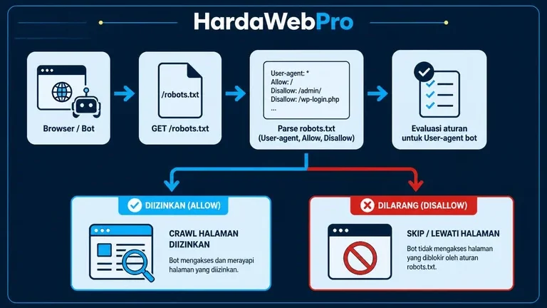 diagram alur bot membaca robots.txt wordpress untuk SEO dan performa diagram alur bot membaca robots.txt wordpress untuk SEO dan performa
