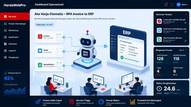 ilustrasi RPA untuk otomasi invoice dan data operasional perusahaan digital worker