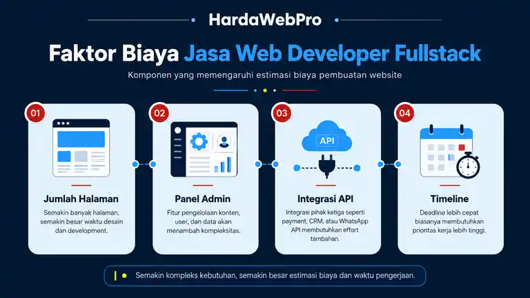 infografis faktor biaya jasa web developer fullstack di Tangerang untuk UMKM