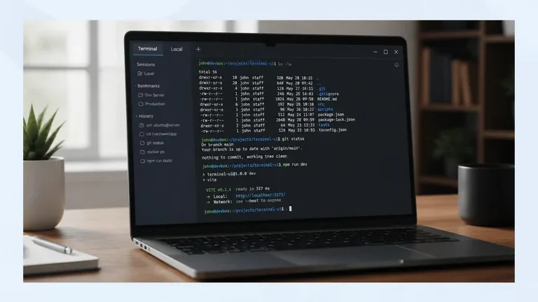 laptop Windows menampilkan aplikasi terminal windows modern dengan tab dan prompt berwarna laptop Windows menampilkan aplikasi terminal windows modern dengan tab dan prompt berwarna