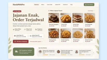 Fitur Website PO Order: Contoh Desain Snack Jajanan Makanan