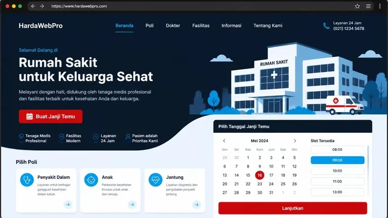 fitur alur sistem booking rumah sakit online tampilan homepage pilih poli dan janji temu fitur alur sistem booking rumah sakit online tampilan homepage pilih poli dan janji temu