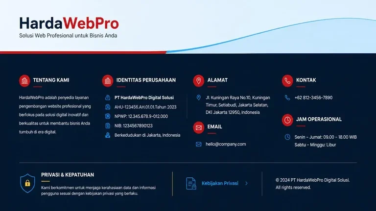 footer identitas legal pada contoh gaya penulisan web compro investor asing footer identitas legal pada contoh gaya penulisan web compro investor asing