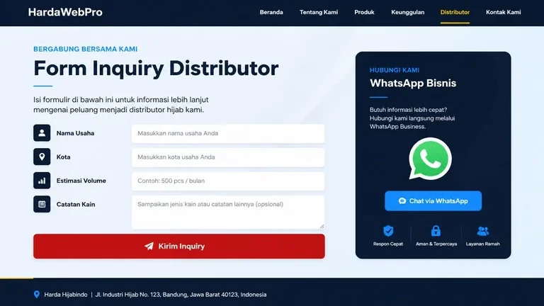 form inquiry distributor pada website company profile produsen hijab form inquiry distributor pada website company profile produsen hijab