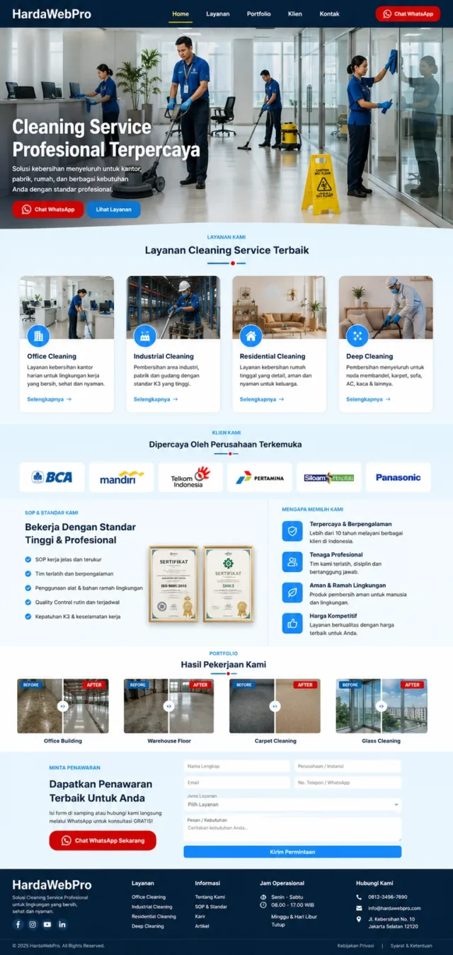 contoh full page web compro perusahaan cleaning service dari header hingga footer contoh full page web compro perusahaan cleaning service dari header hingga footer