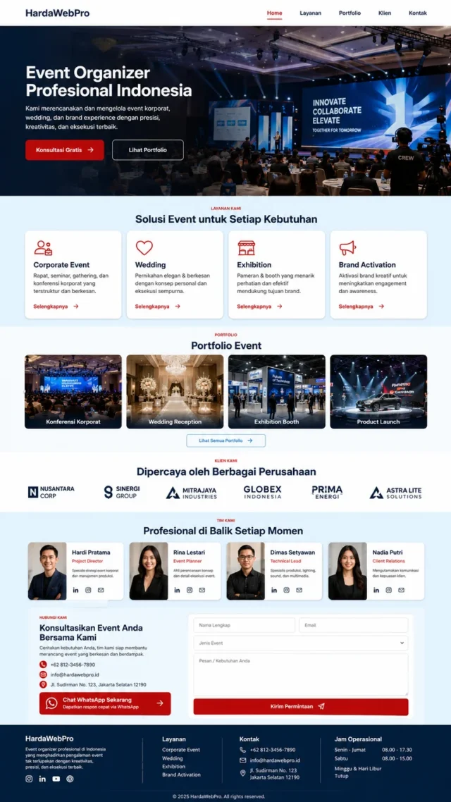 contoh full page desain web compro perusahaan event organizer dari header hingga footer contoh full page desain web compro perusahaan event organizer dari header hingga footer