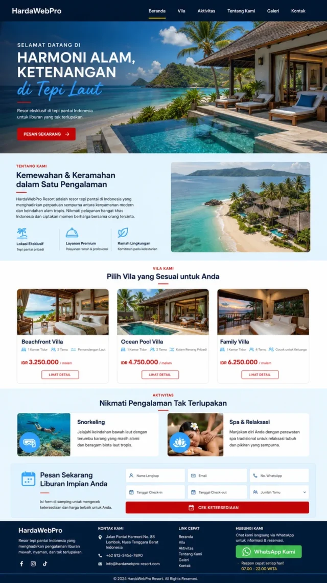 contoh full page tampilan desain website perusahaan resort dari header hingga footer contoh full page tampilan desain website perusahaan resort dari header hingga footer