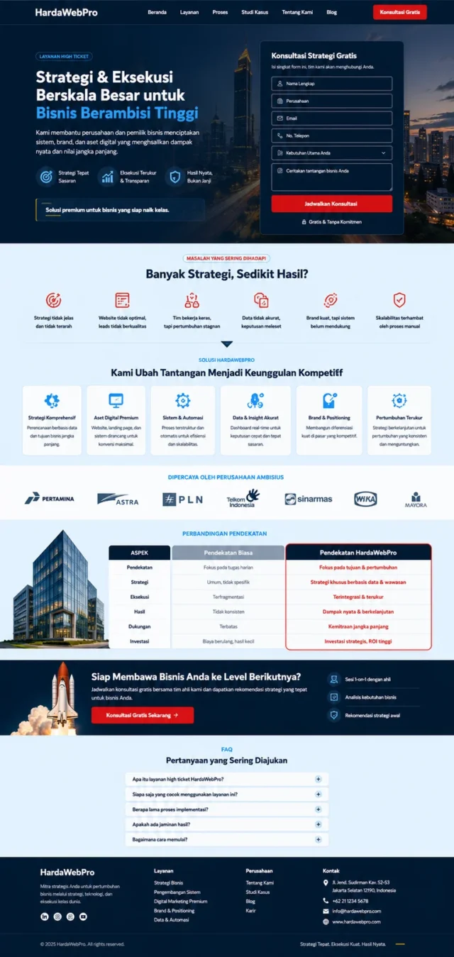 full page contoh desain layout landing page penjualan high ticket