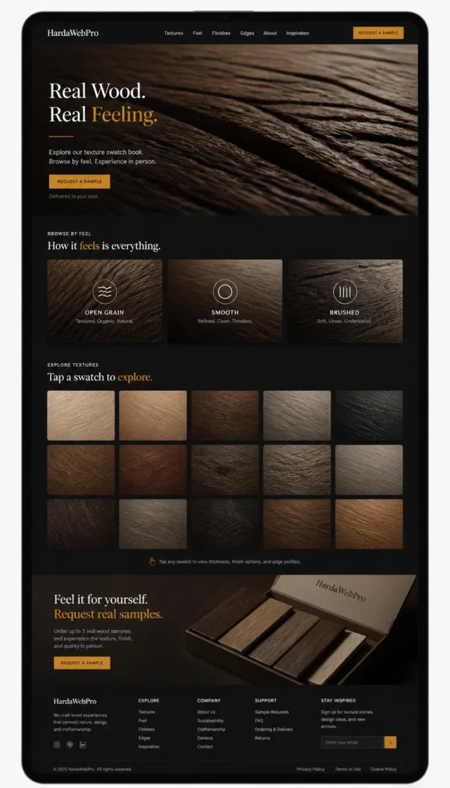 full page desain web compro perusahaan kayu konsep buku swatch tekstur navigasi serat full page desain web compro perusahaan kayu konsep buku swatch tekstur navigasi serat
