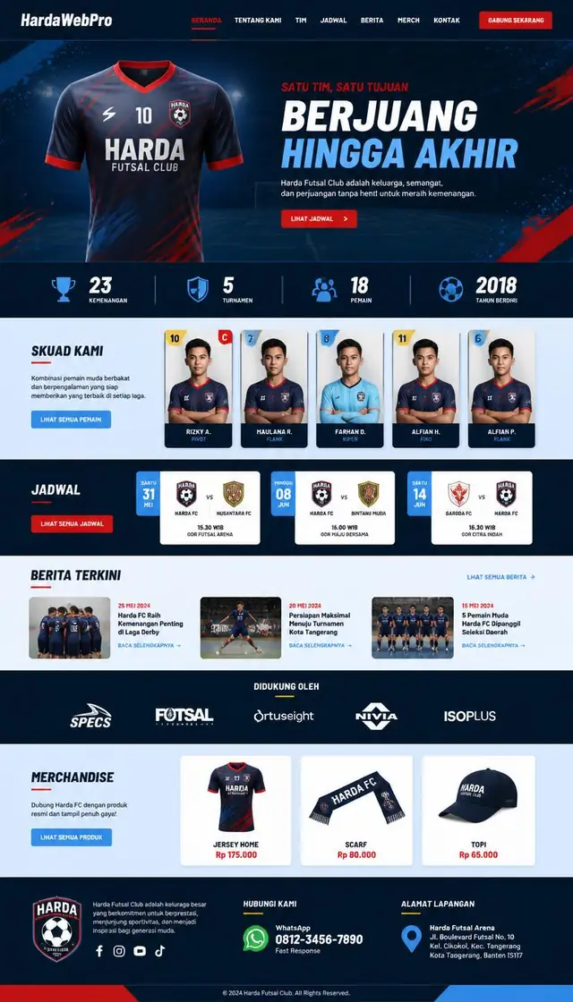 full page contoh desain web klub bola futsal dari header sampai footer lengkap section full page contoh desain web klub bola futsal dari header sampai footer lengkap section