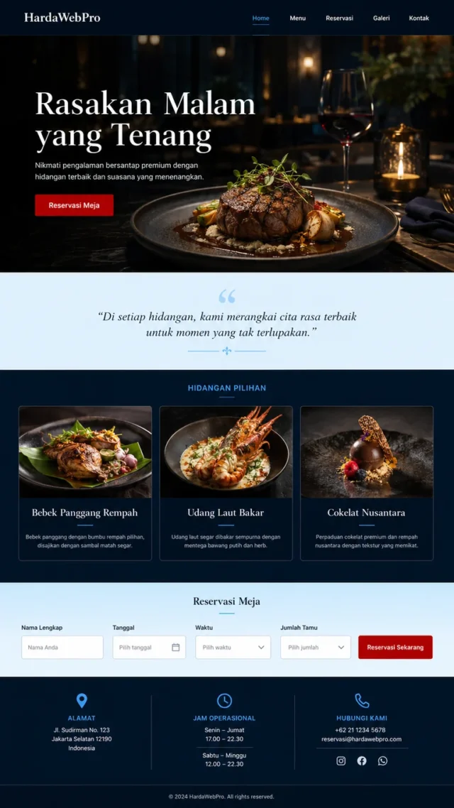 contoh full page desain website restaurant elegan profesional dari header hingga footer contoh full page desain website restaurant elegan profesional dari header hingga footer
