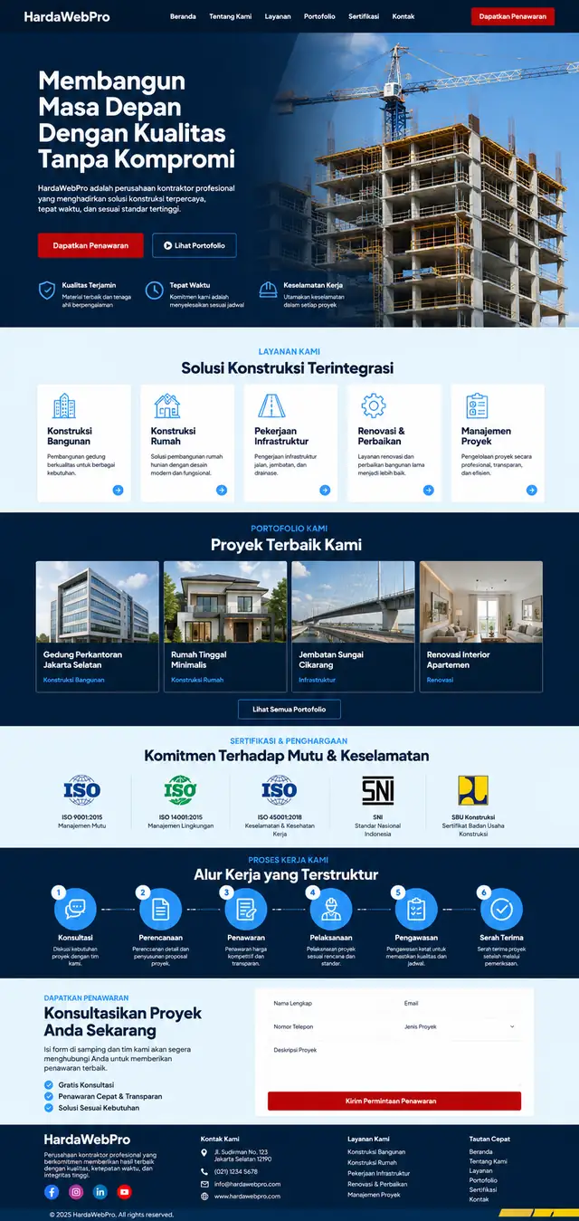 contoh full page web company profile perusahaan kontraktor dari header sampai footer contoh full page web company profile perusahaan kontraktor dari header sampai footer