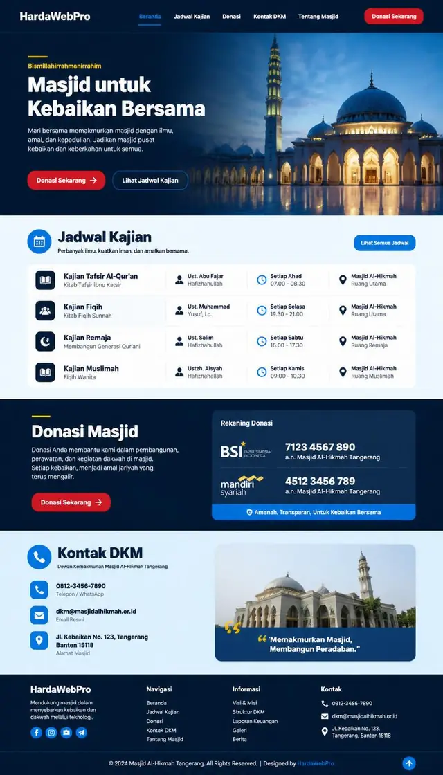 contoh full page website masjid Tangerang dari header sampai footer contoh full page website masjid Tangerang dari header sampai footer
