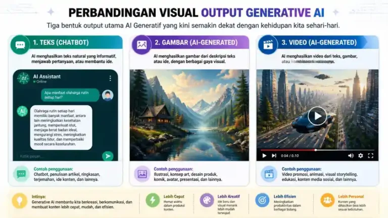 perbandingan output teks gambar dan video dari Generative AI perbandingan output teks gambar dan video dari Generative AI