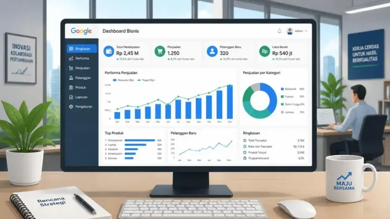 dashboard Google Data Studio menampilkan grafik performa website perusahaan dashboard Google Data Studio menampilkan grafik performa website perusahaan