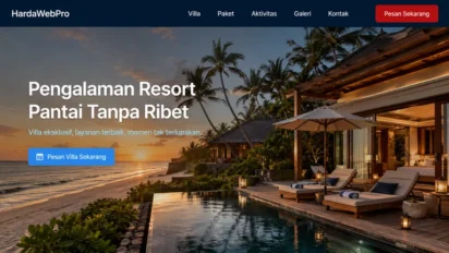 Contoh Tampilan Desain Website Perusahaan Resort