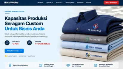 Contoh Inspirasi Desain Web UMKM Konveksi Seragam Custom