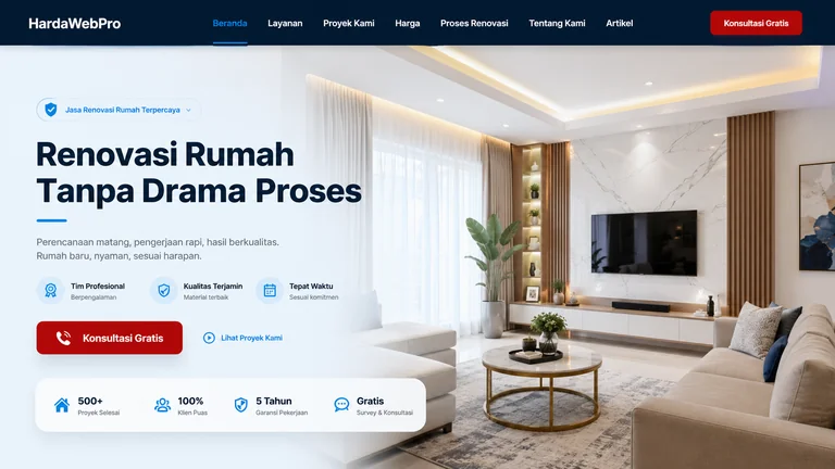 Contoh Desain Web Company Profile Jasa Renovasi Rumah